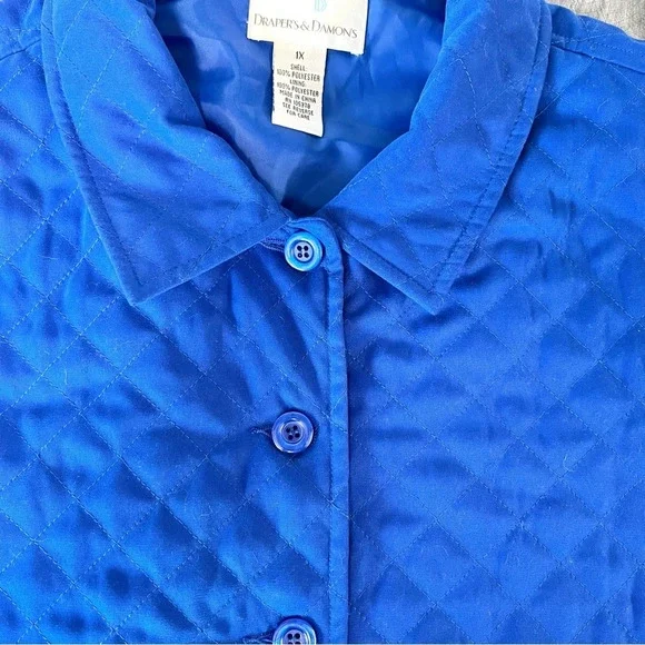 Drapers & Damons Blue Quilted Lined Button Down Collared Vest Womens Size 1X - Picture 12 of 12